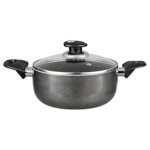 Brentwood 8.5-Quart Non-Stick Aluminum Dutch Oven with Glass Lid – Gray