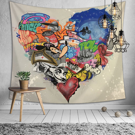 Cozy Heart Throw Tapestry for Wall or Bed