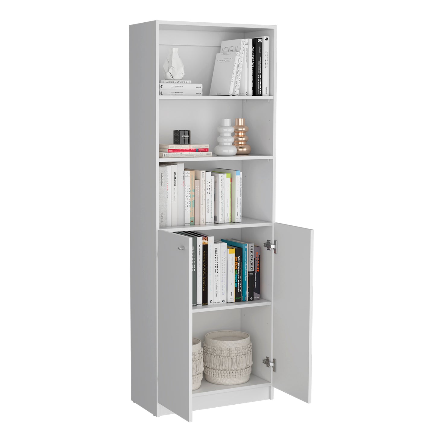 Salina 3-Piece White Bookcase Living Room Set