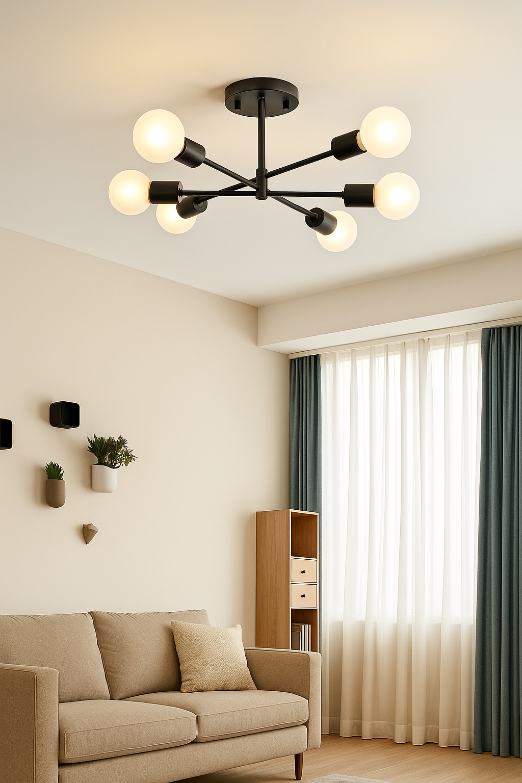 Complete 6 Point Sputnik Lighting Set – Fixture + Bulbs
