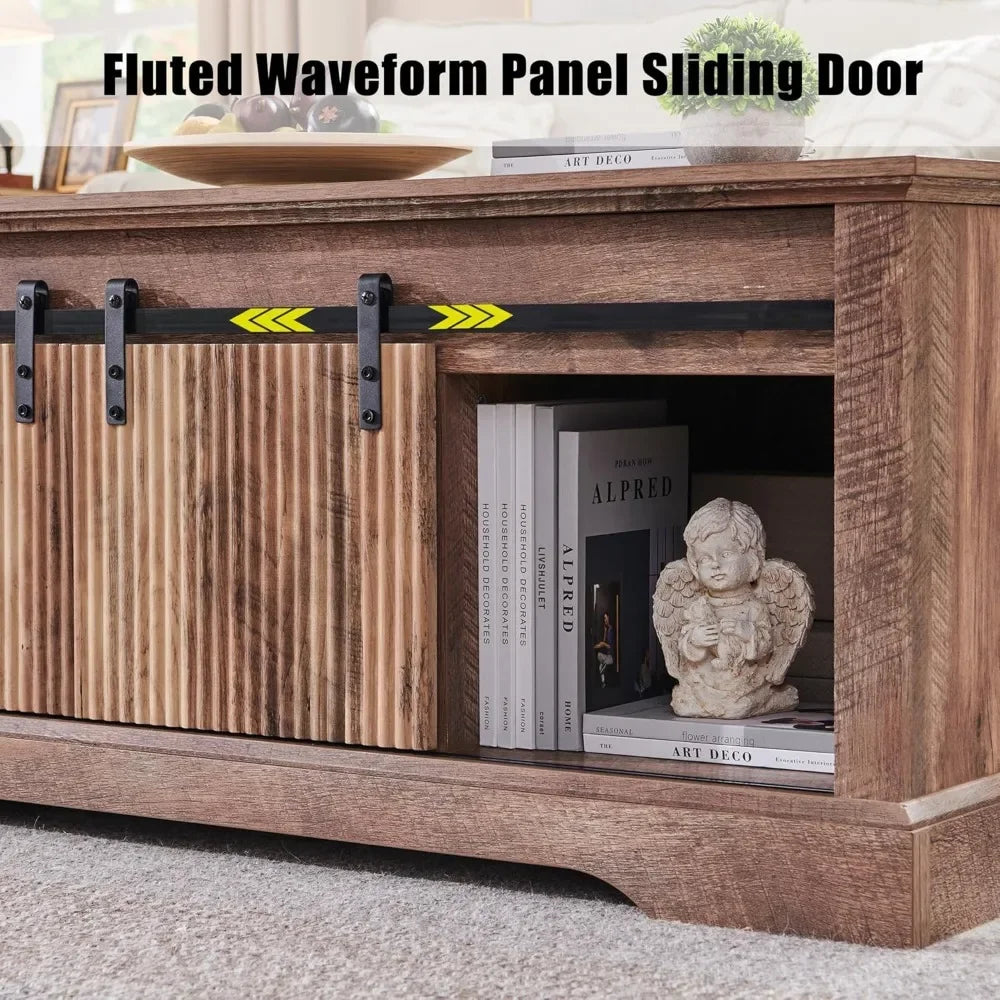 Modern Fluted Lift Top Coffee Table with Storage