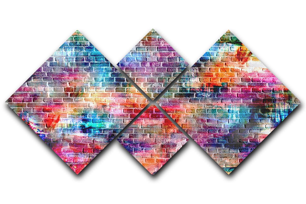 Colorful brick-patterned tiles arranged in a diamond formation on a white background