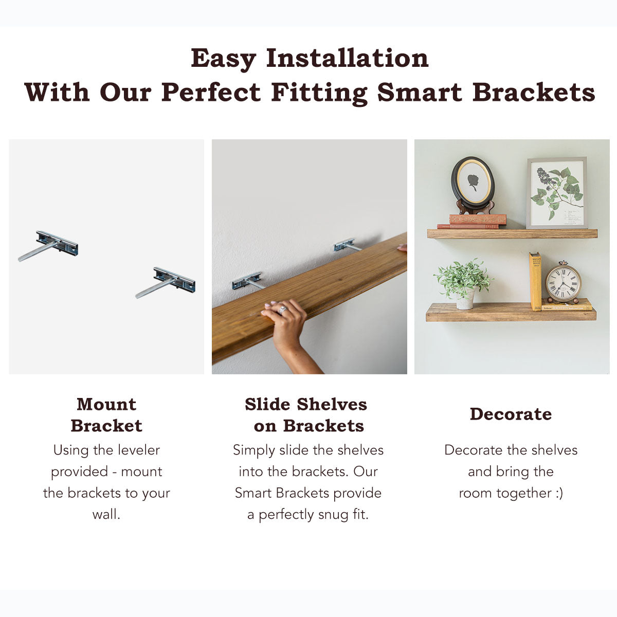 Handcrafted Rustic Wood Floating Shelves - Set of Two
