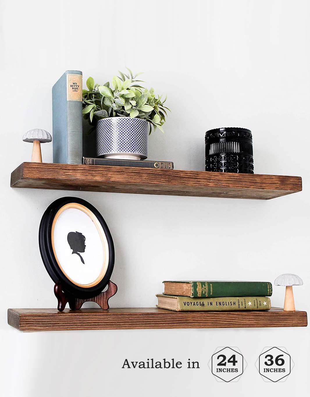 Handcrafted Rustic Wood Floating Shelves - Set of Two