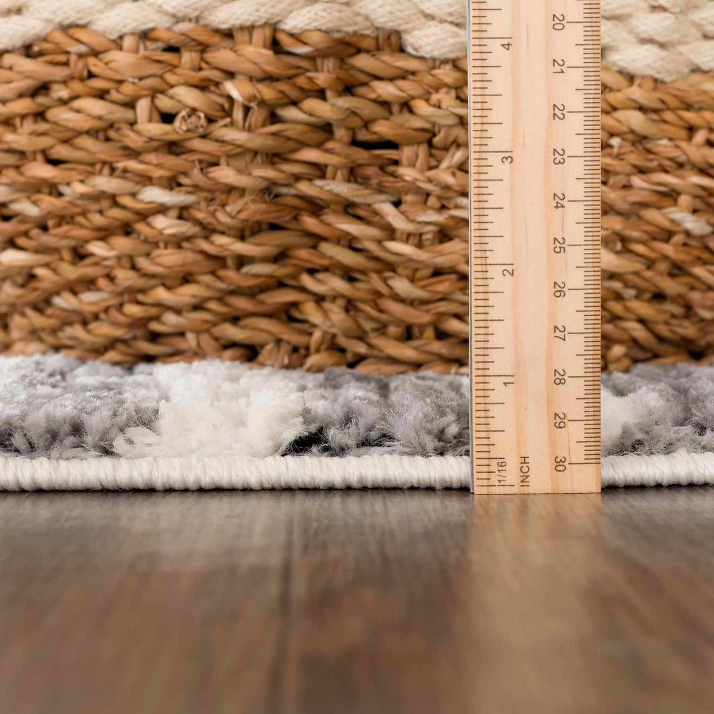 Nava Area Rug with Tassels – Cozy High Pile Striped Rug, Neutral Tones
