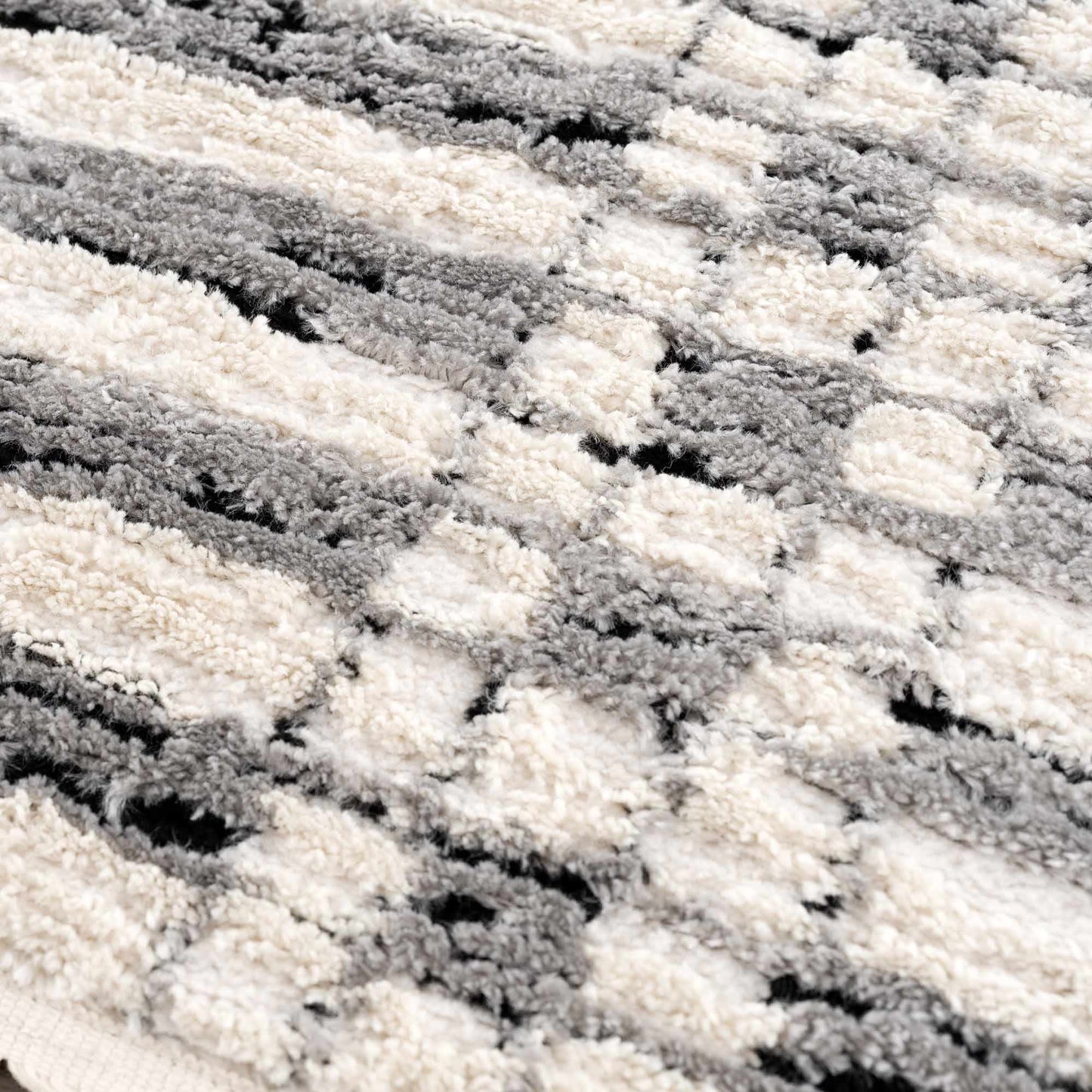 Nava Area Rug with Tassels – Cozy High Pile Striped Rug, Neutral Tones
