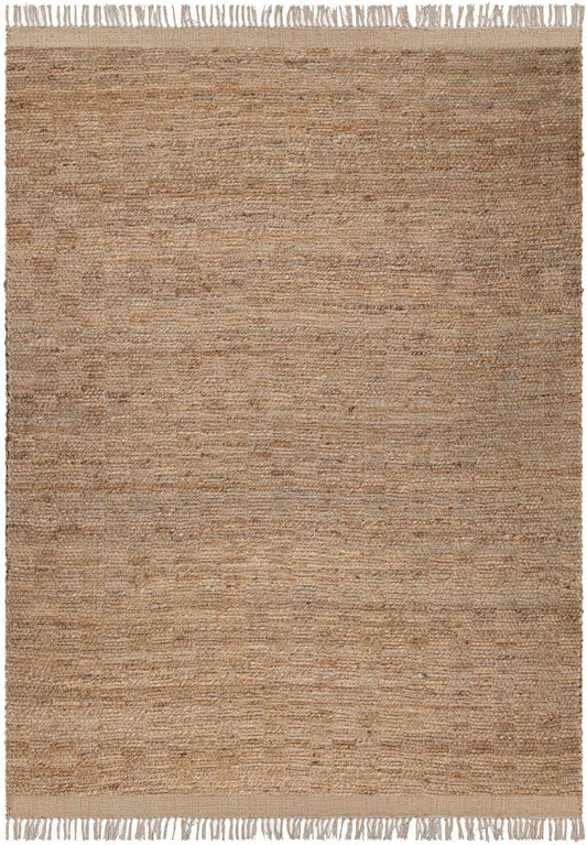 Natural Hand-Woven Jute Rug – Light Brown & Brown