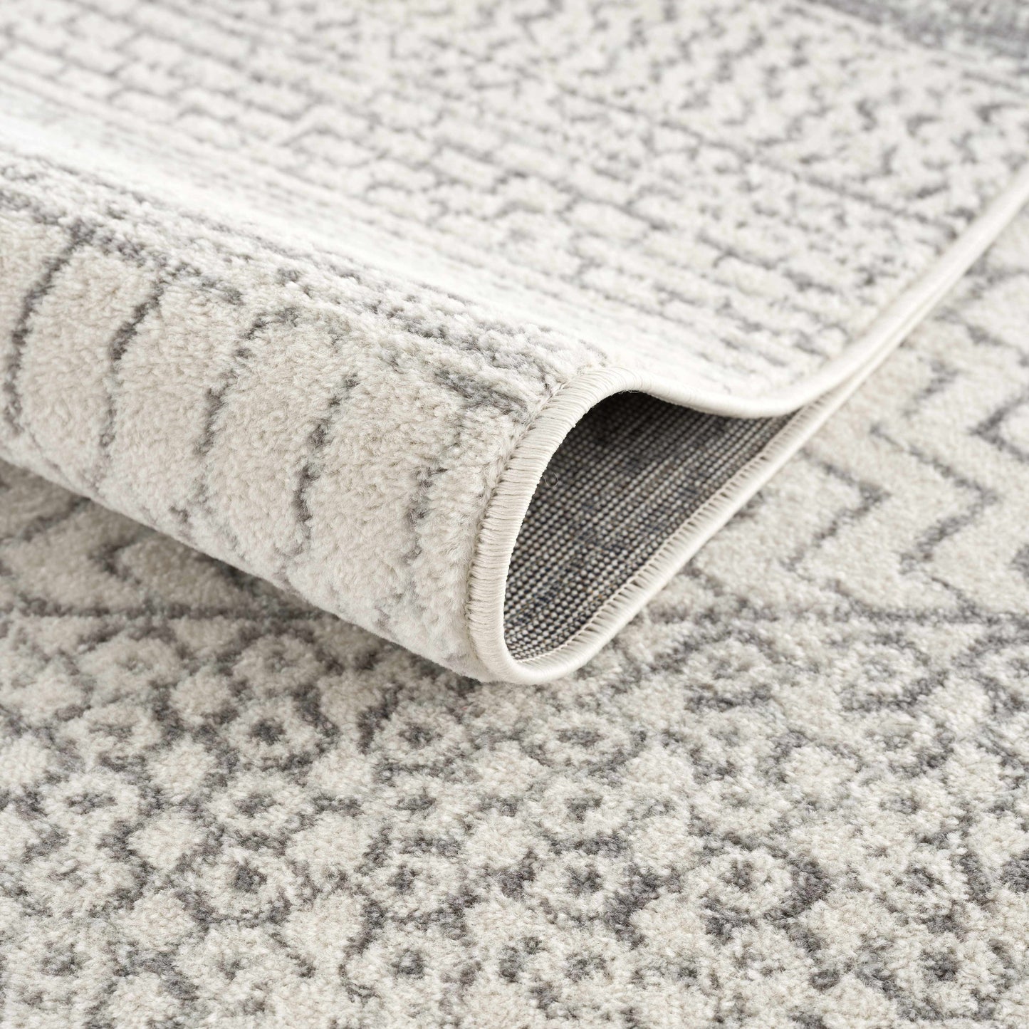Durable & Easy-to-Clean Moroccan Geometric Rug | Gray & Ivory