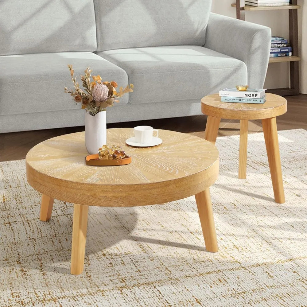 Farmhouse Round Coffee Table Nesting Set of Three