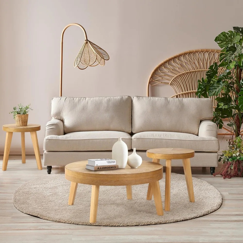 Farmhouse Round Coffee Table Nesting Set of Three