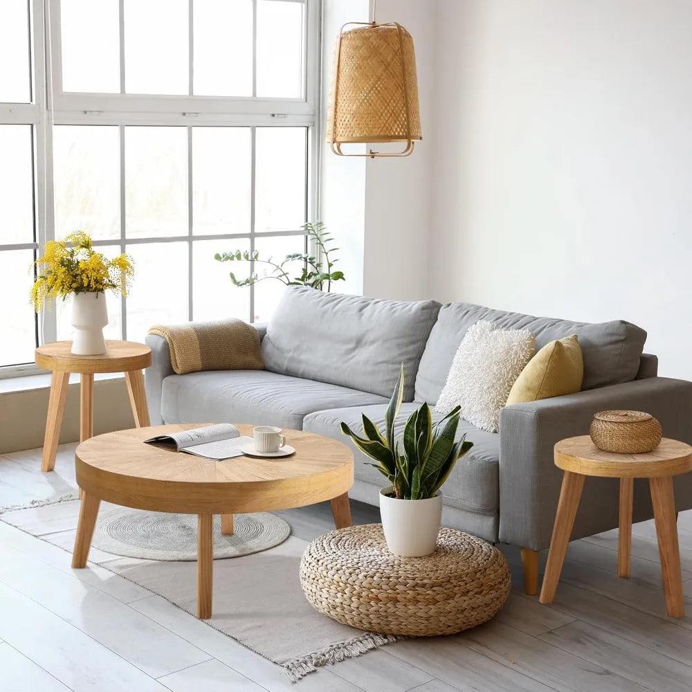 Farmhouse Round Coffee Table Nesting Set of Three