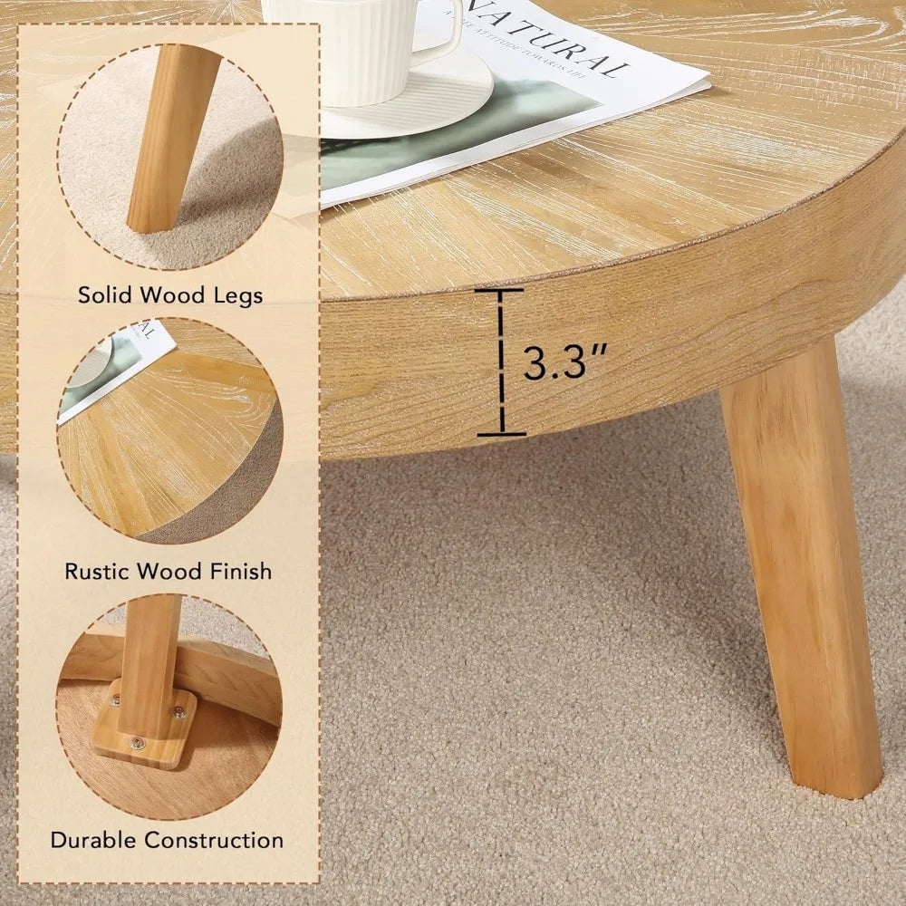 Farmhouse Round Coffee Table Nesting Set of Three