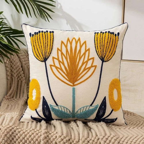 Boho Floral Embroidered 18" Pillow Bundle