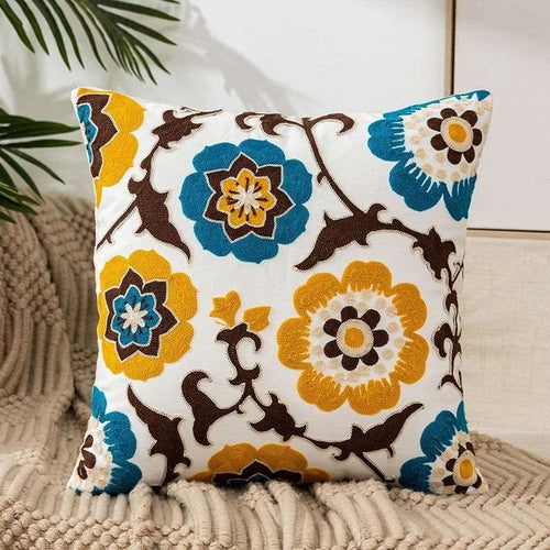 Boho Floral Embroidered 18" Pillow Bundle