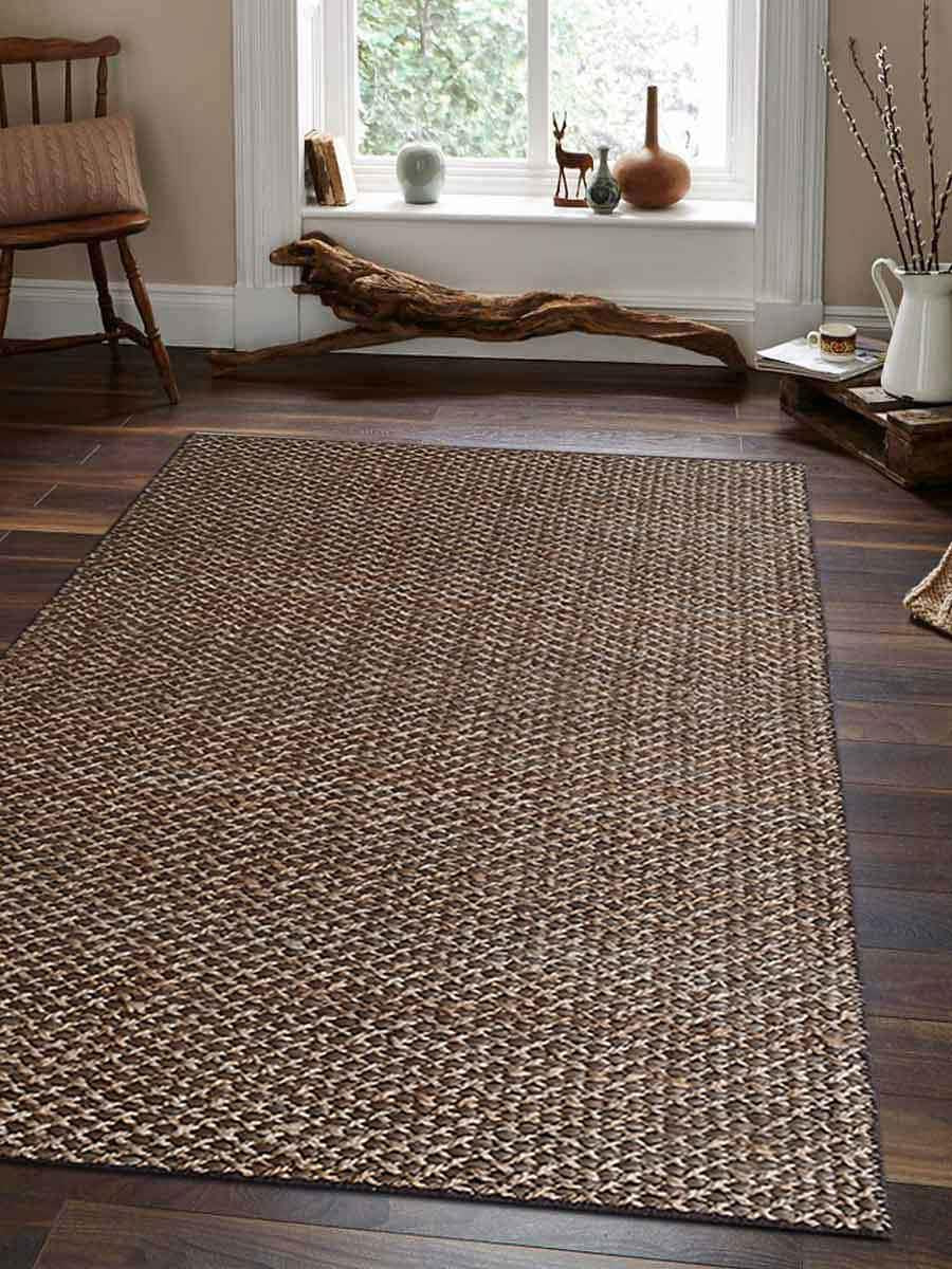 Large Handmade Jute and Cotton Blend Rug – Light Brown Rectangular 8x10