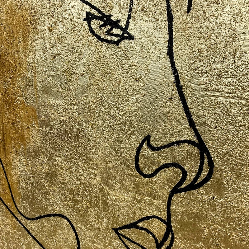 Modern Hand Painted Gold Foil Canvas Art Large Abstract Oil Painting