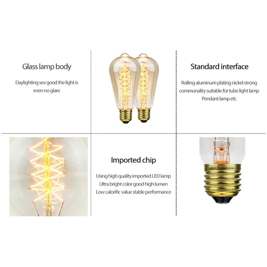 Classic E27 LED Globe Bulb - Vintage Style Warm White Bulb - 10,000-Hour Life Edison Bulb