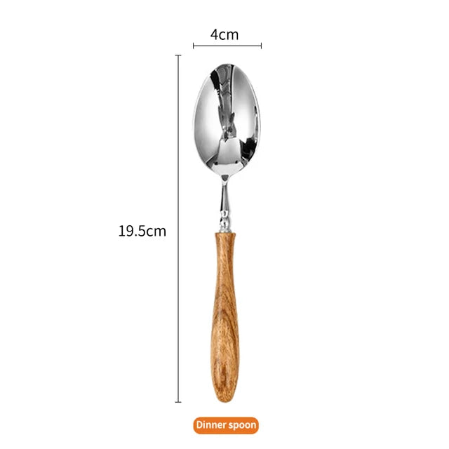 Eco-Friendly Wooden & Stainless Steel Dinnerware Set