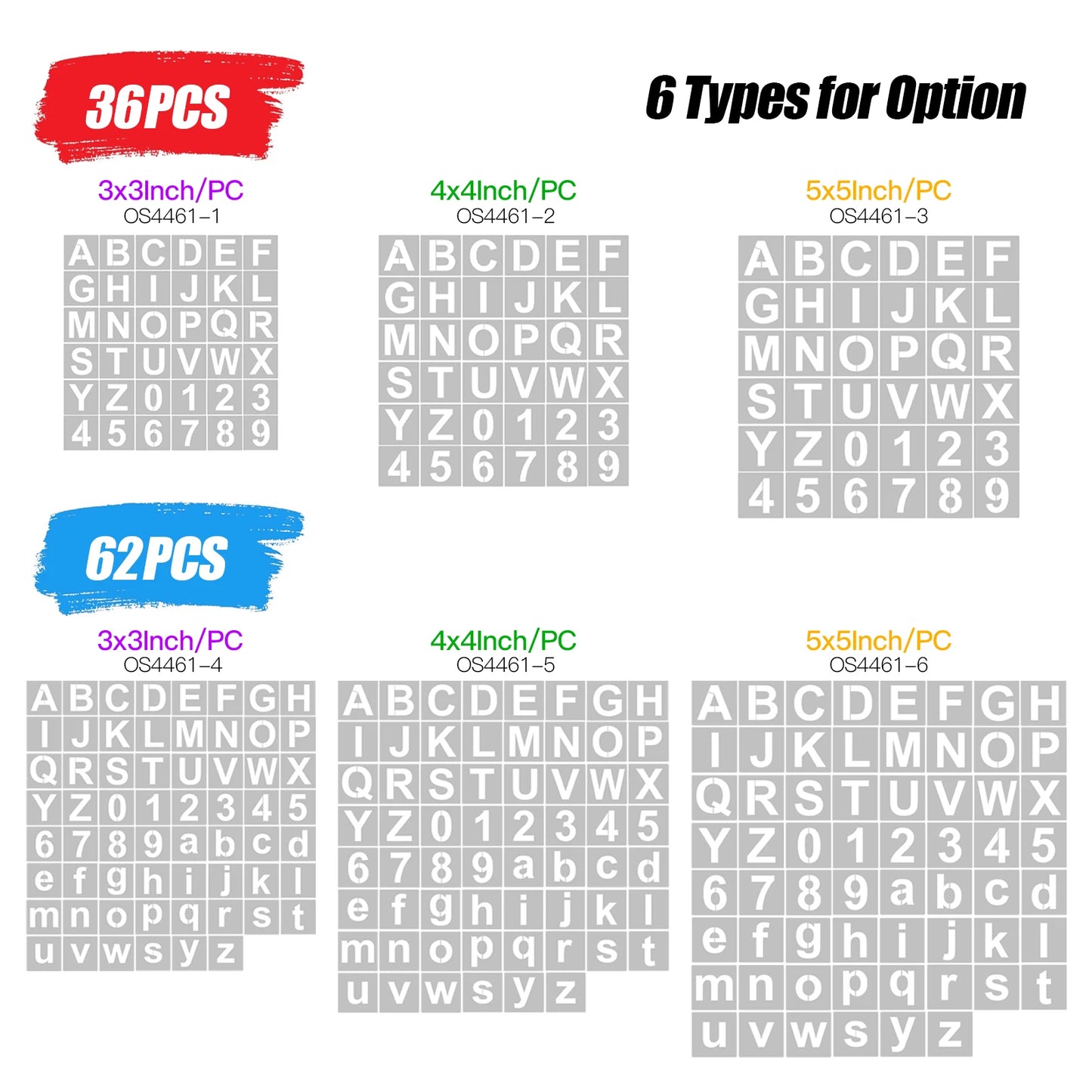 62-Piece Letter & Number Stencils – Reusable Alphabet Templates for DIY Painting