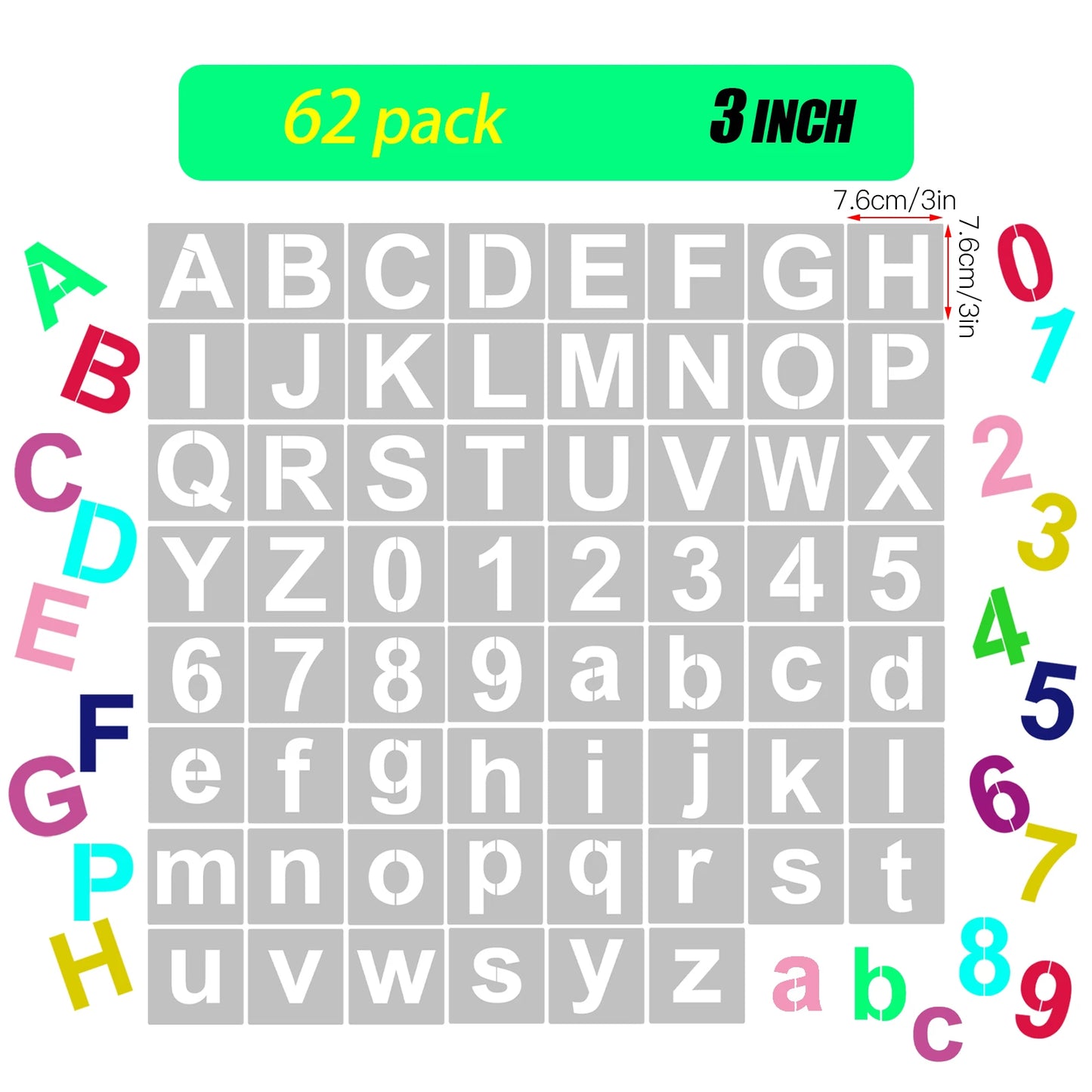 62-Piece Letter & Number Stencils – Reusable Alphabet Templates for DIY Painting