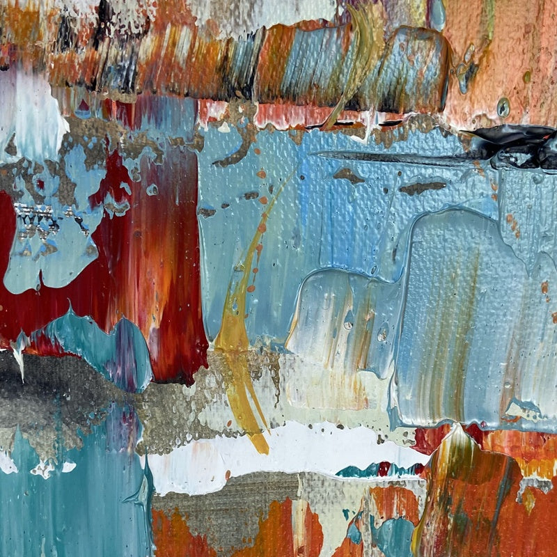 100% Handmade Textured Abstract Art Square Framed Painting Decor Moxie Original