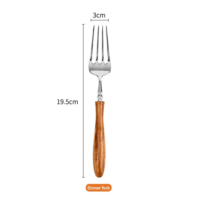 Eco-Friendly Wooden & Stainless Steel Dinnerware Set