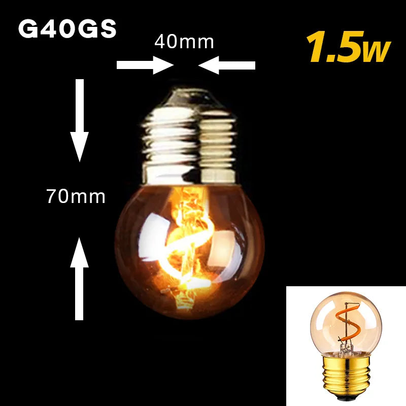 Retro Gold Spiral - Vintage Edison Bulb with Gold Tint - 20,000 Hour Life