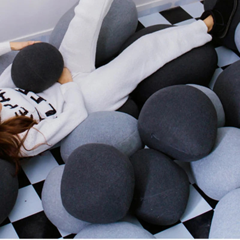 Modern Patchwork Stone Throw Pillow with Cotton Fill