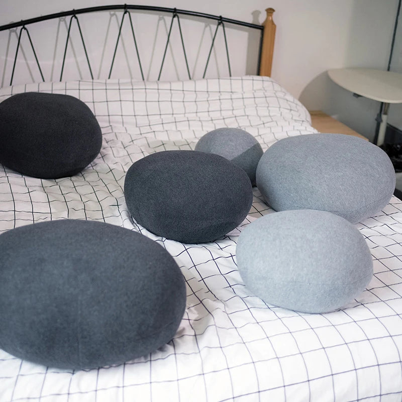 Modern Patchwork Stone Throw Pillow with Cotton Fill