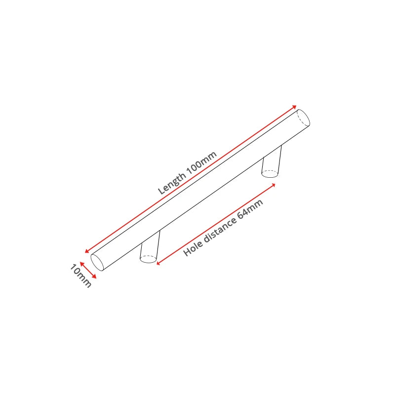 Brushed Stainless Steel T-Bar Cabinet Pulls – 2" to 24"