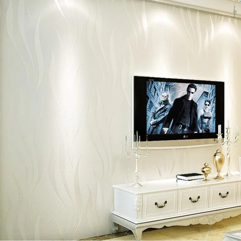 Wavy 3D Embossed Wallpaper – Textured Metallic Wall Covering