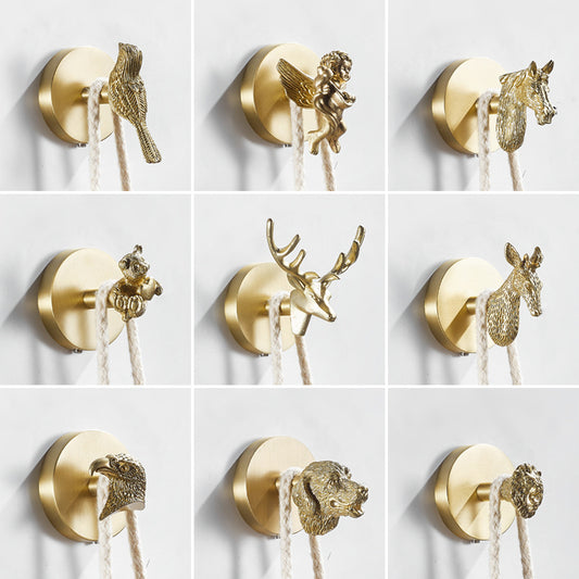 Brushed Gold Animal Wall Hooks