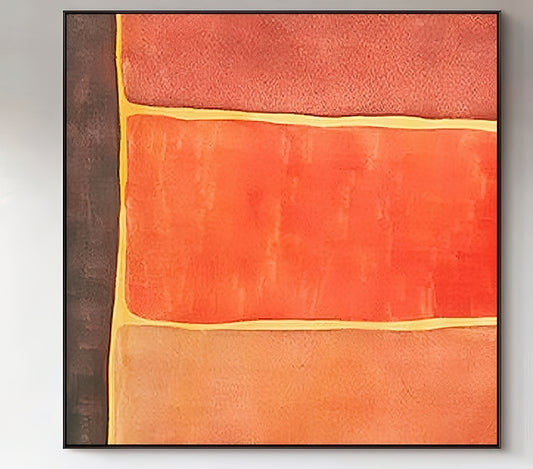 Hand-Painted Abstract Square Canvas – Modern Burnt Orange Wall Art