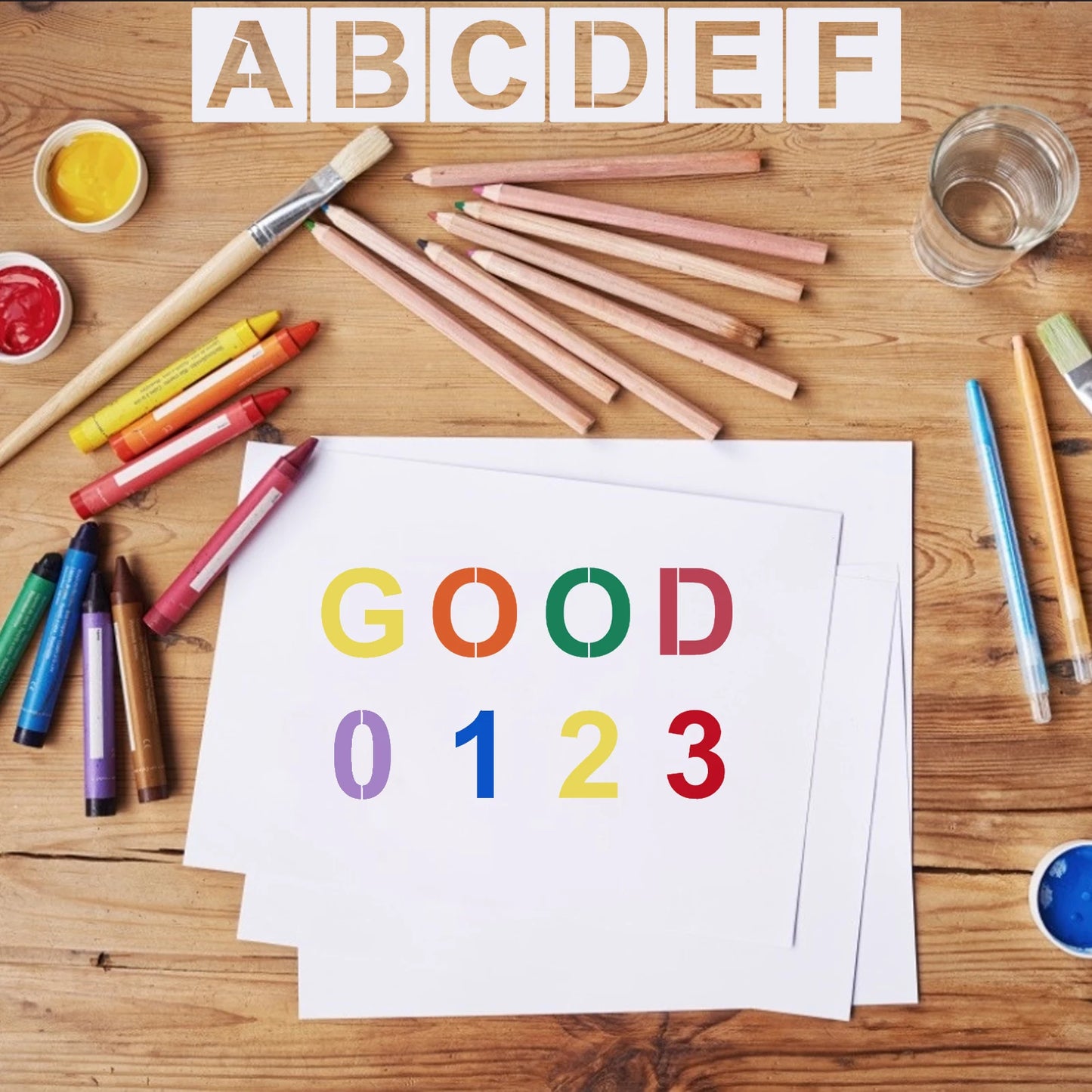 62-Piece Letter & Number Stencils – Reusable Alphabet Templates for DIY Painting