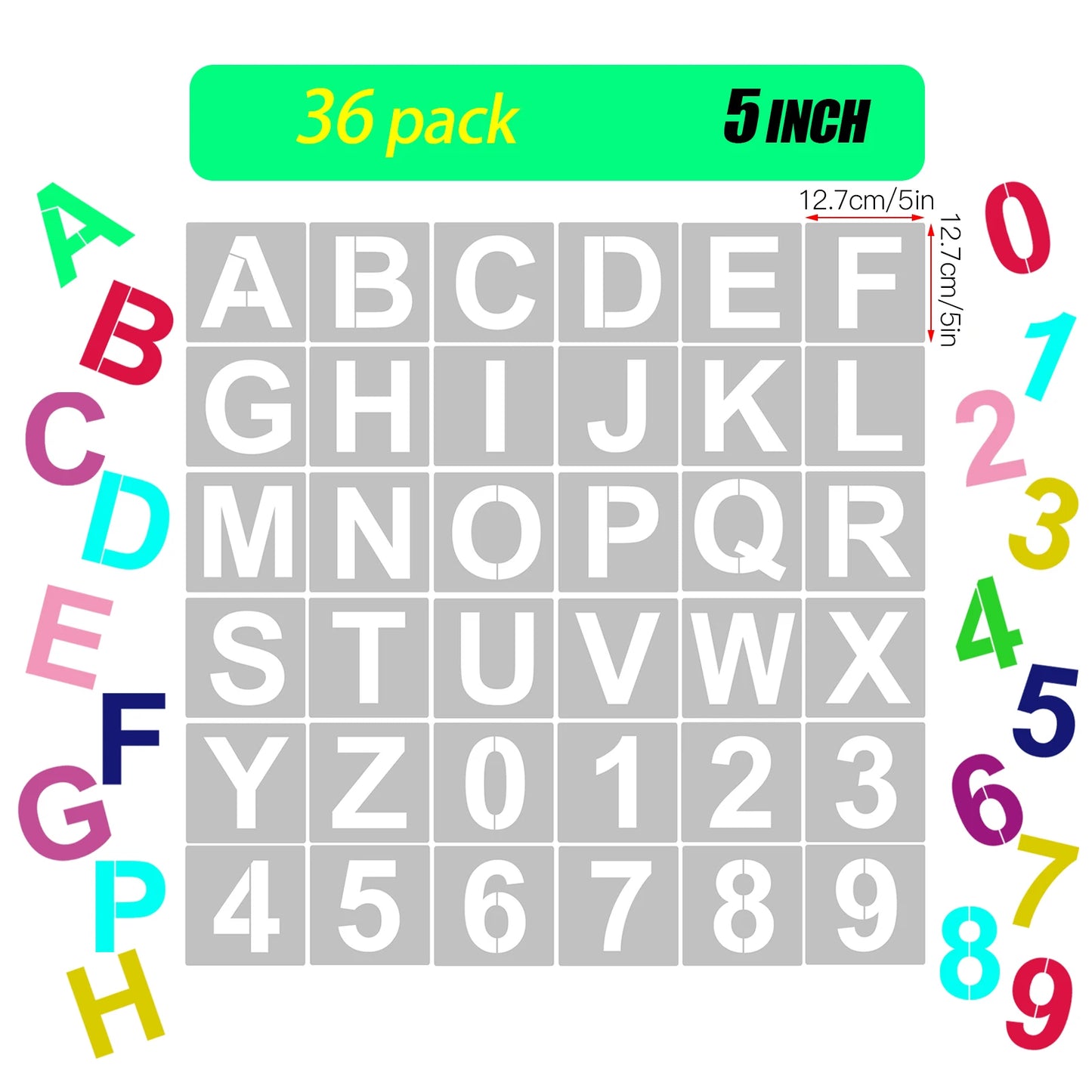 62-Piece Letter & Number Stencils – Reusable Alphabet Templates for DIY Painting