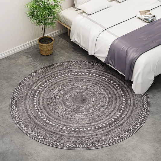 Modern Round Geometric Rug for Living Rooms
