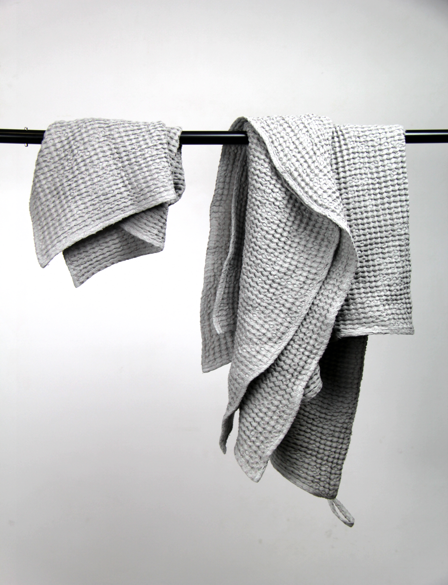 Linen Cotton Waffle Towel | Soft & Absorbent in Asphalt Grey