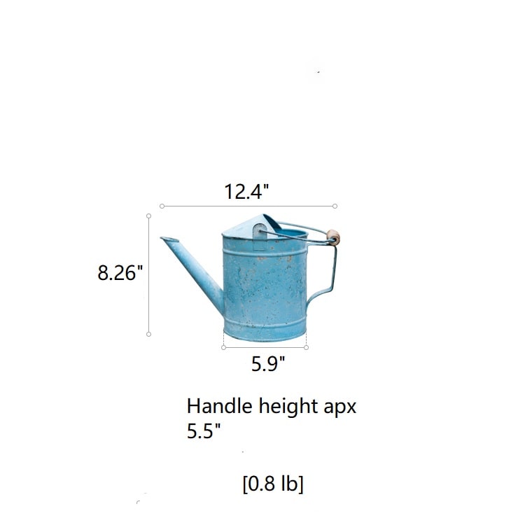 Vintage Turquoise Metal Watering Can with Wooden Handle – Decorative & Functional