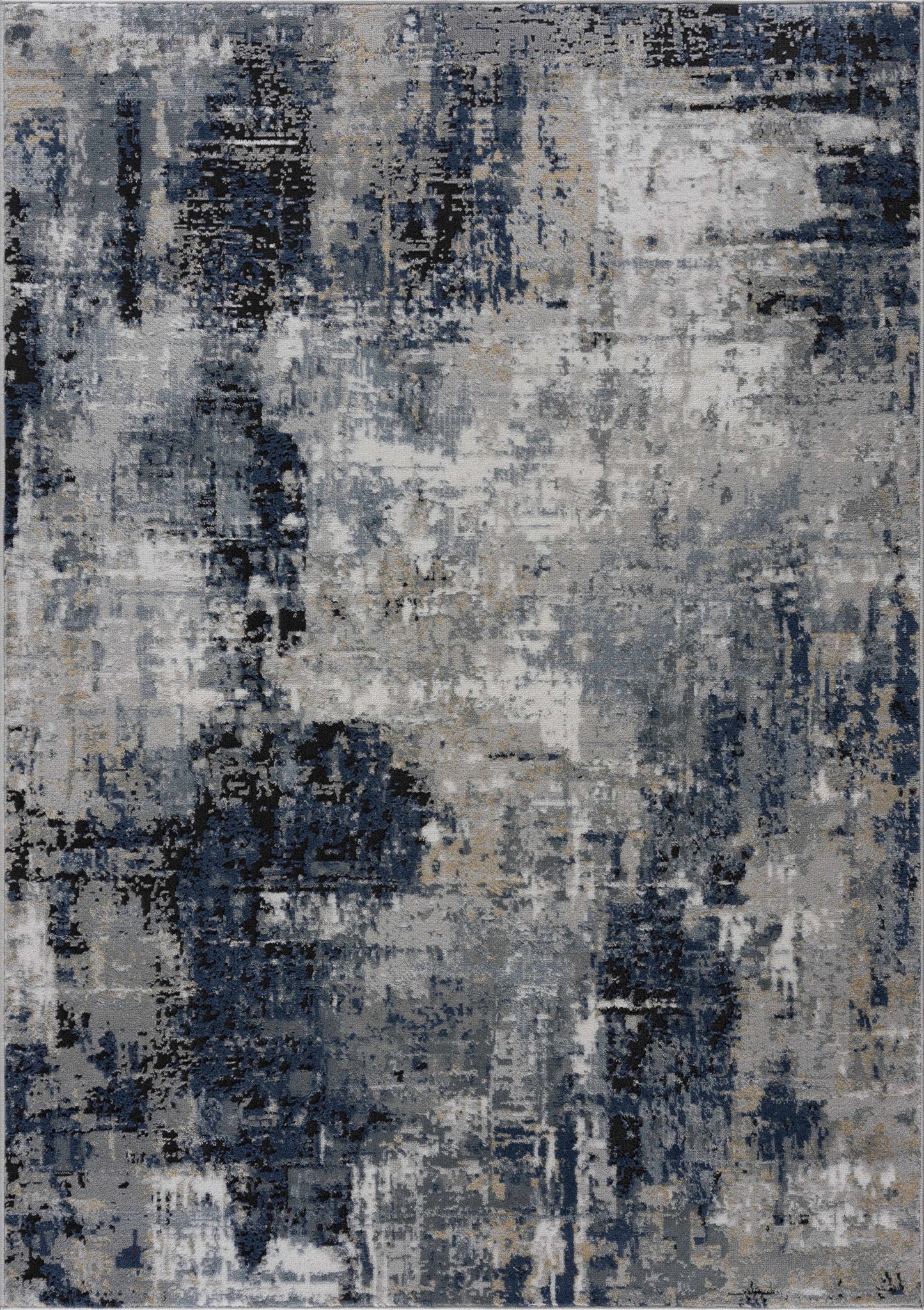 Modern Artistic Area Rug – Campsall Collection in Soft Blue and Gray Tones