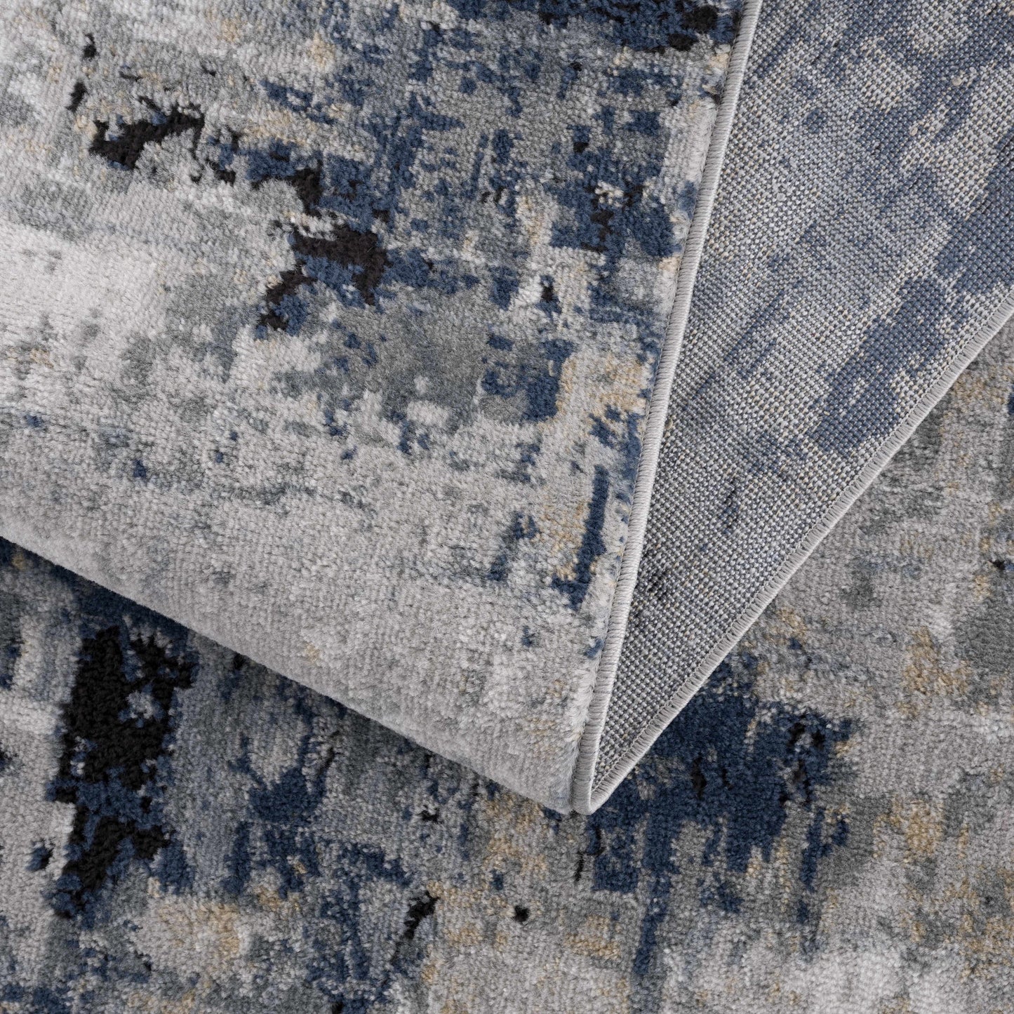 Modern Artistic Area Rug – Campsall Collection in Soft Blue and Gray Tones
