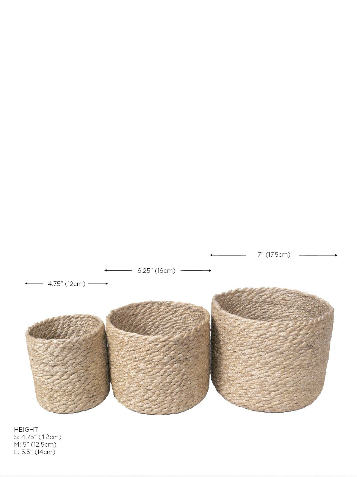 Boho Braided Jute Baskets | Set of 3 Natural Storage Bins