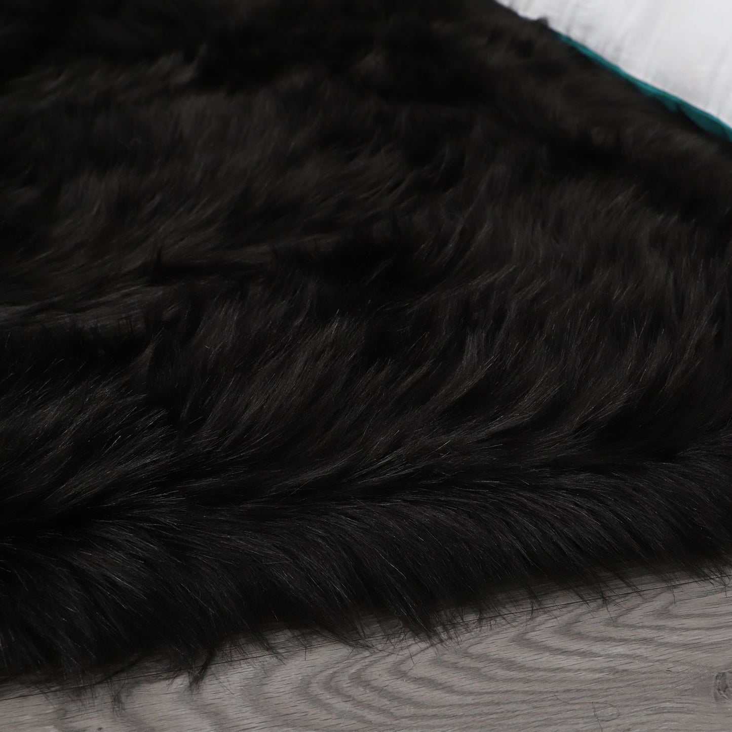 Faux Fur Black Area Rug