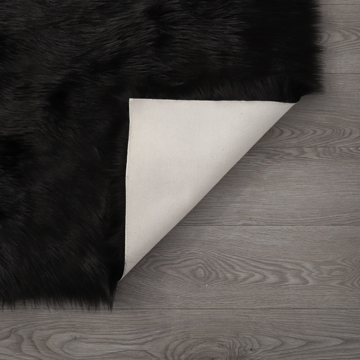 Faux Fur Black Area Rug