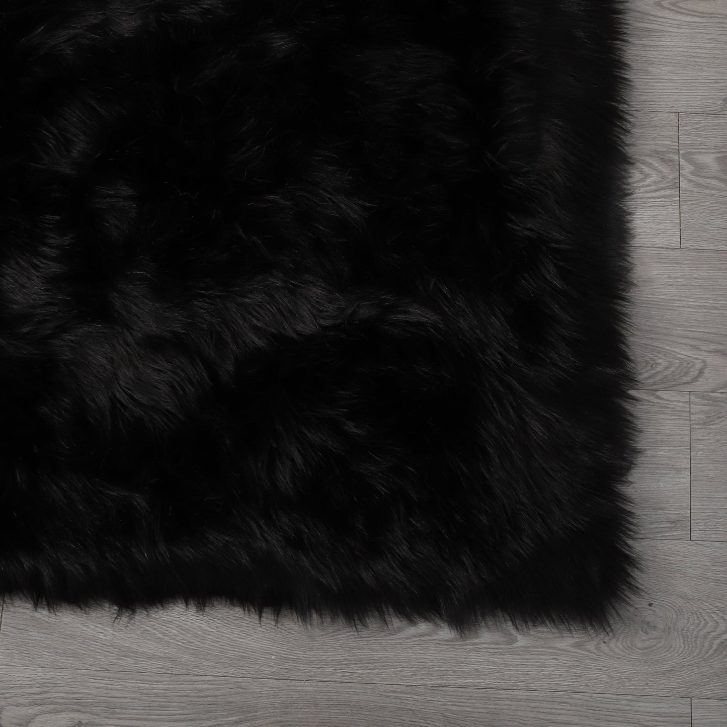 Faux Fur Black Area Rug