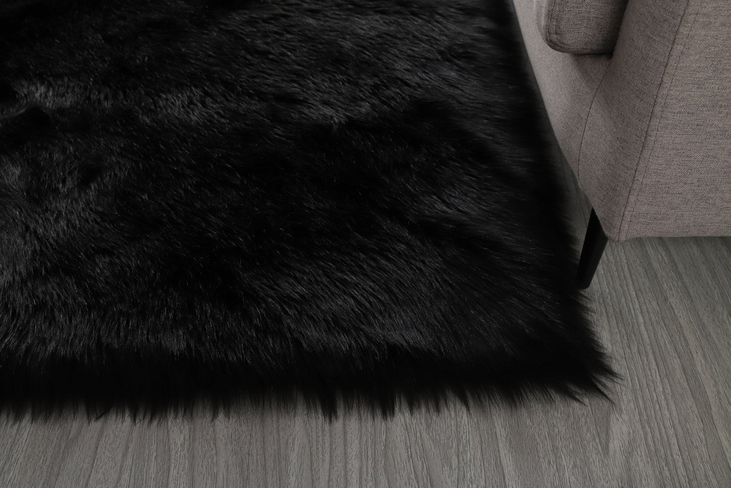 Faux Fur Black Area Rug
