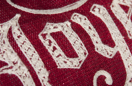 Shimmering Holiday Pillow with Embroidered Message