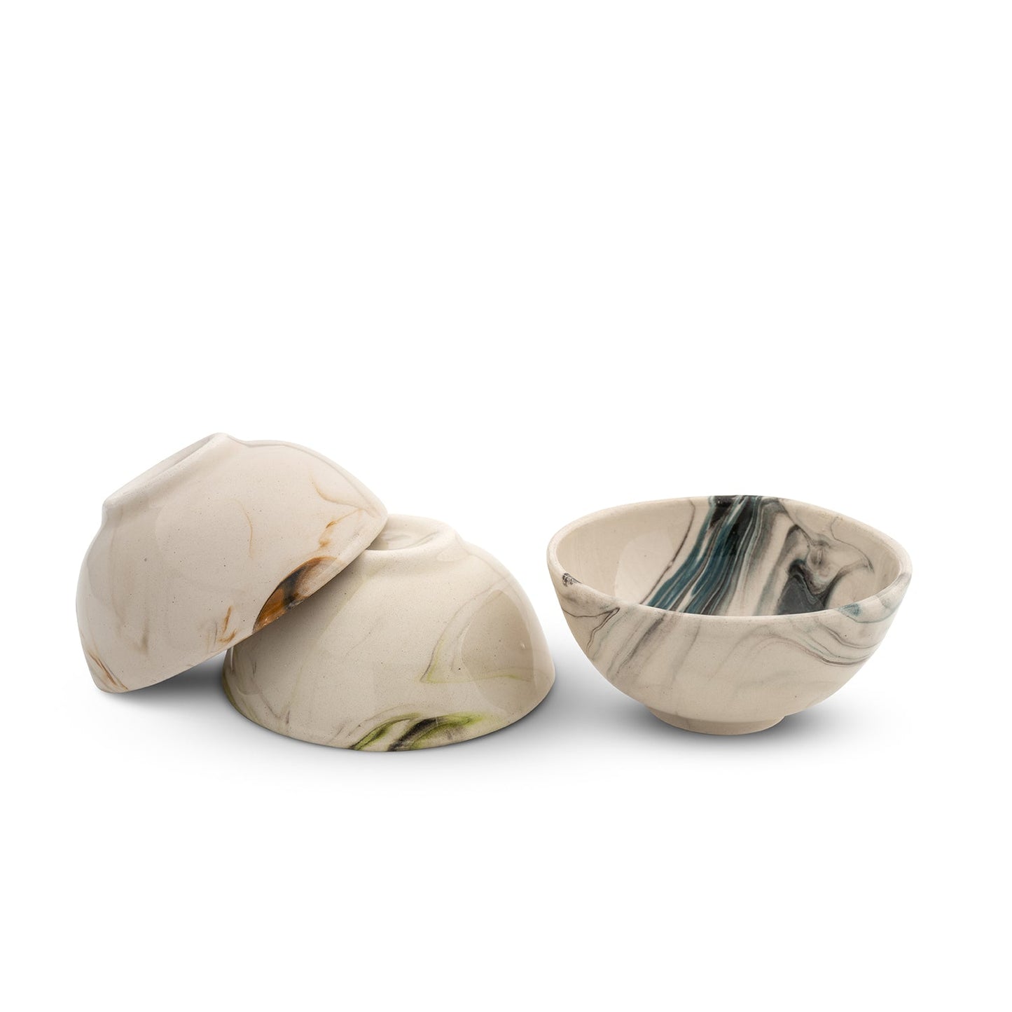 Set of 6 Ceramic Marble Dipping Bowls