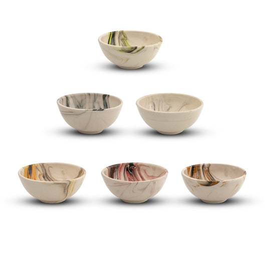 Set of 6 Ceramic Marble Dipping Bowls