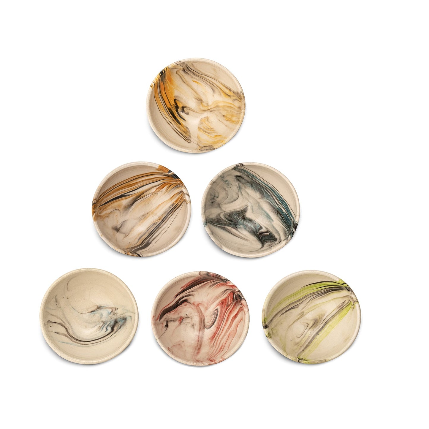 Set of 6 Ceramic Marble Dipping Bowls