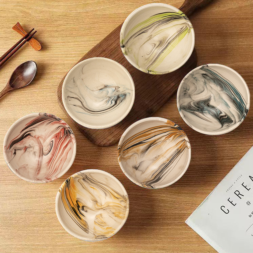 Set of 6 Ceramic Marble Dipping Bowls